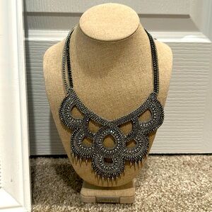 Stella and Dot Hematite/Silver Statement Bib Necklace